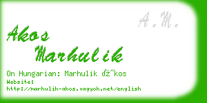 akos marhulik business card